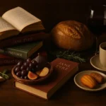 غلاف كتاب يجمع بين روايات "كبرياء وتحامل" و"غاتسبي العظيم" مع تركيز على وصفات الطعام في الأدب الكلاسيكي الطعام في الأدب